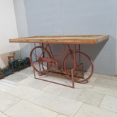 Indian Handmade Carved Wooden and Metal Bar Counter With Natural Top 200x90x97Cm